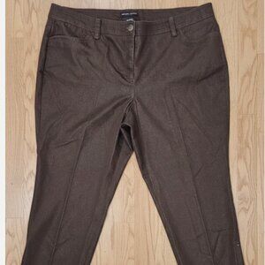 New York & Company Women's Plus Size 16 Brown Coated Stretch Ankle Zip Pants
